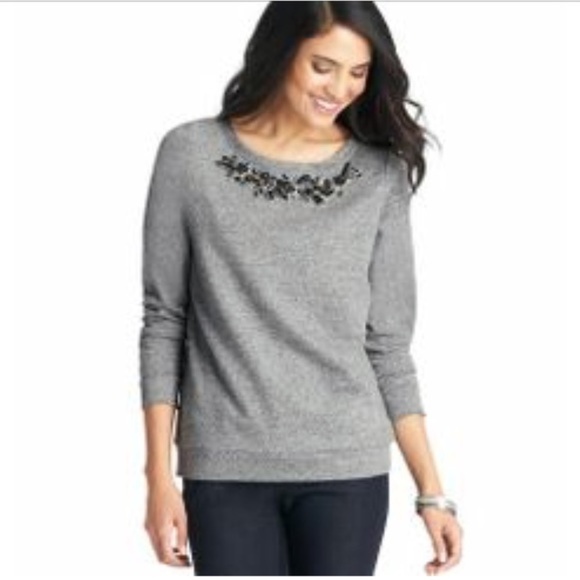 Loft Beaded Bib Sweatshirt - Picture 1 of 5